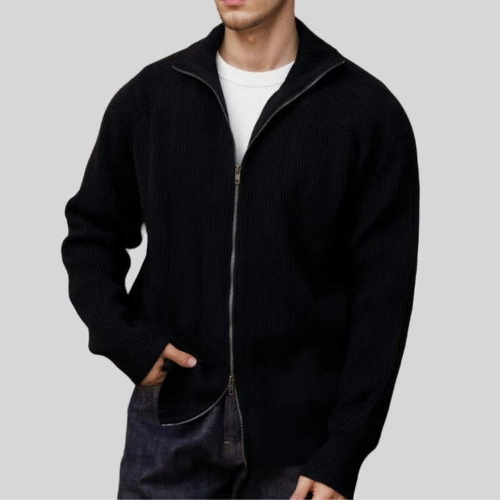 Old Money Thick Knitted Zipper Sweater Cardigan