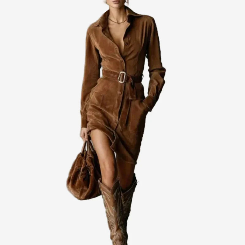 CAMEL | VESTIDO CON CINTURÓN