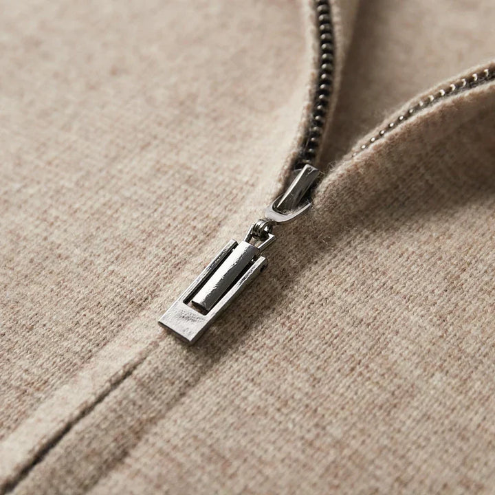 Old Money Men’s Cashmere Knitted Zip-Through Jacket