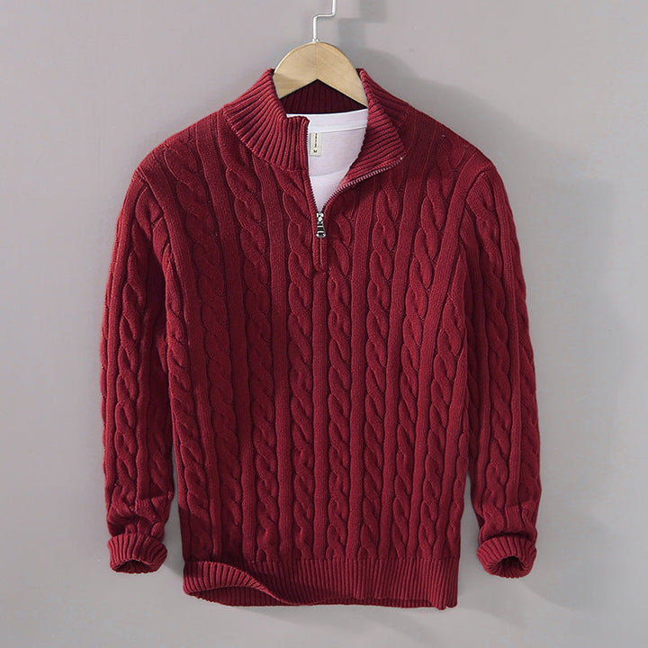Old Money Half-zip Cable-knit sweater
